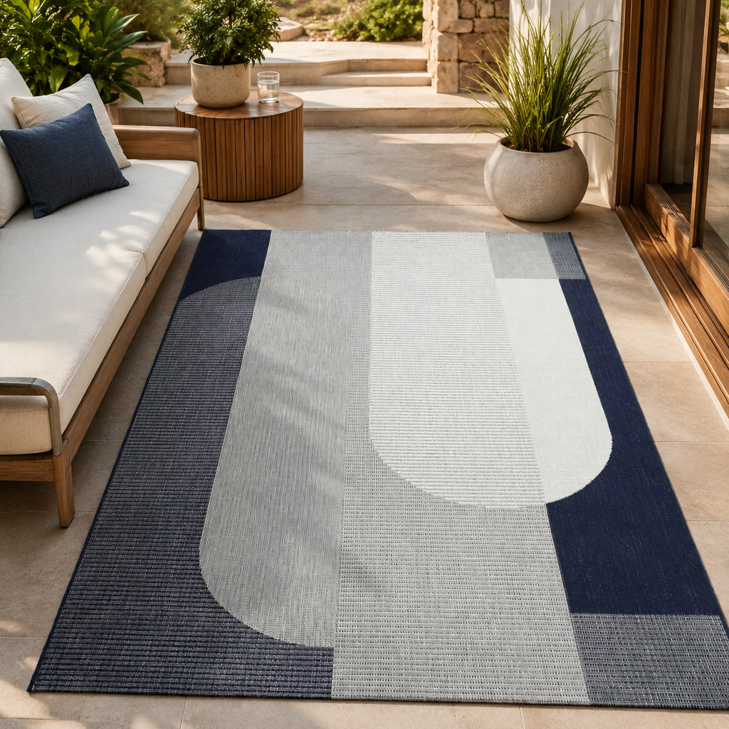 Tapis Extérieur Bleu & Gris - Mareo