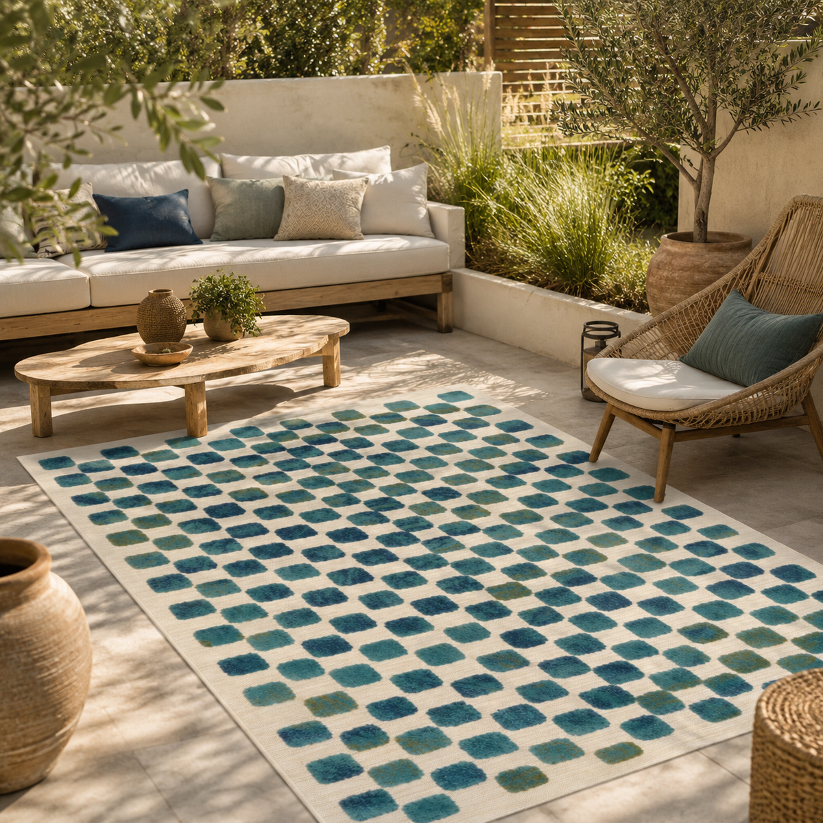 Tapis Extérieur Bleu & Blanc - Azura