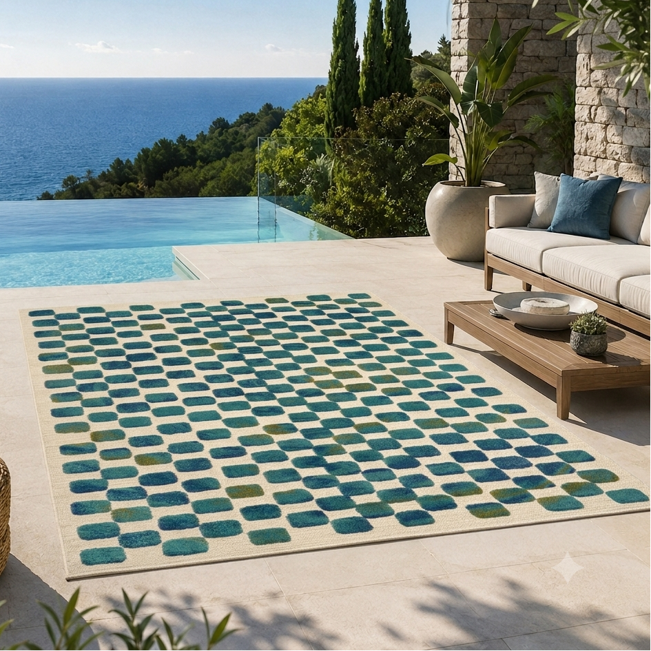 Tapis Extérieur Bleu & Blanc - Azura