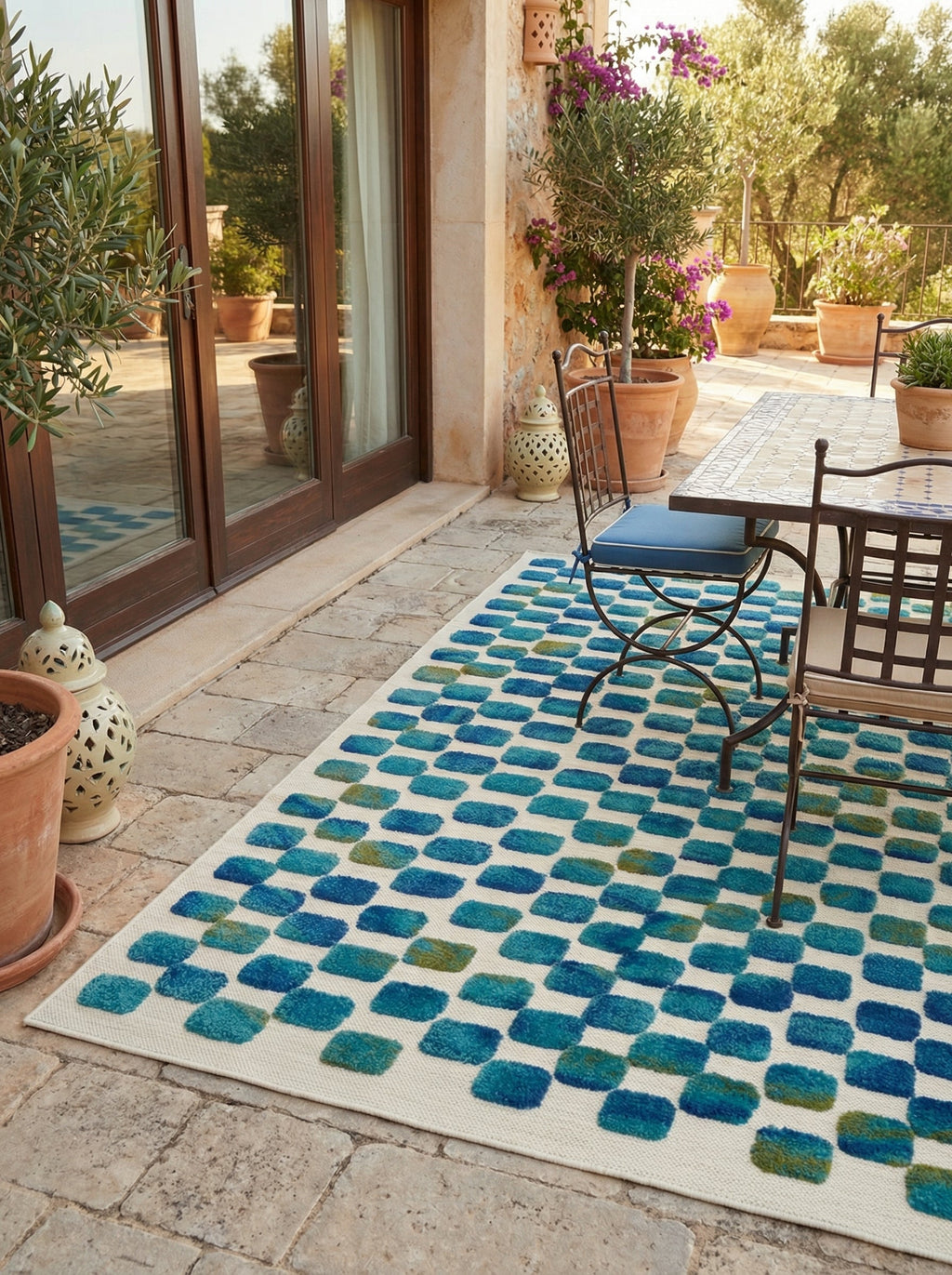 Tapis Extérieur Bleu & Blanc - Azura