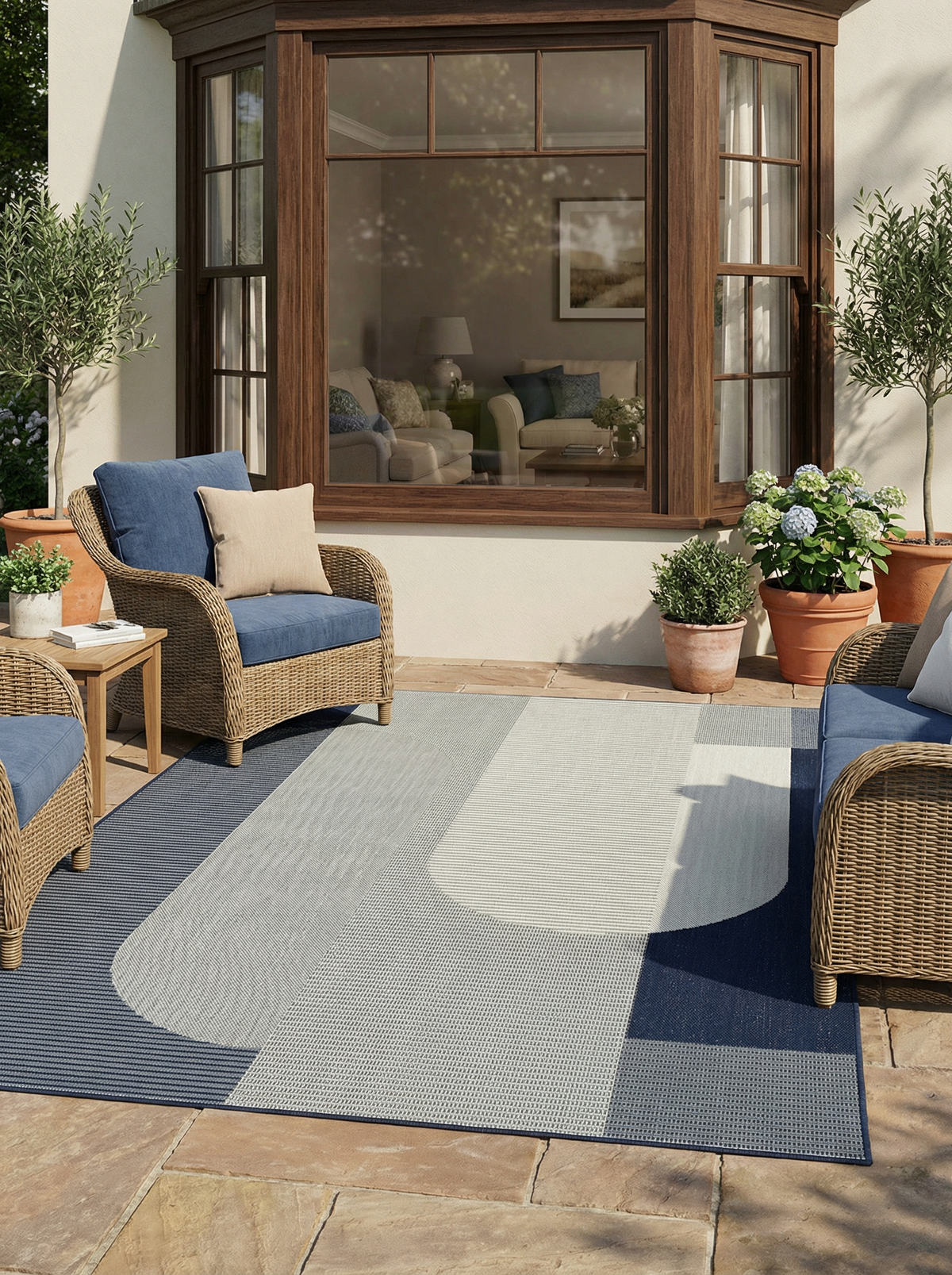 Tapis Extérieur Bleu & Gris - Mareo