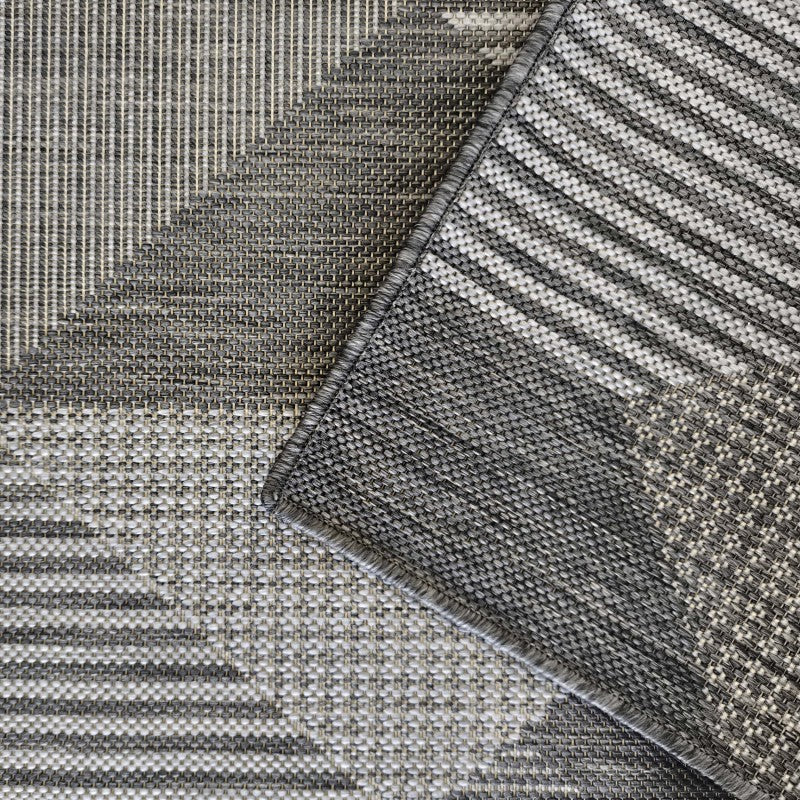 Tapis Extérieur Géométrique Gris & Anthracite - Kalista