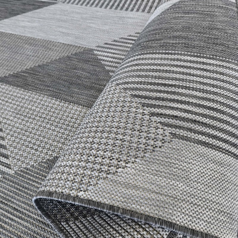 Tapis Extérieur Géométrique Gris & Anthracite - Kalista