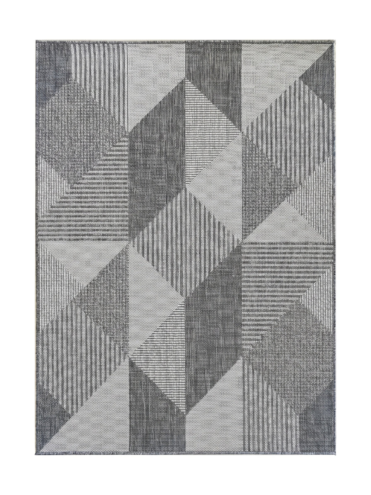 Tapis Extérieur Géométrique Gris & Anthracite - Kalista